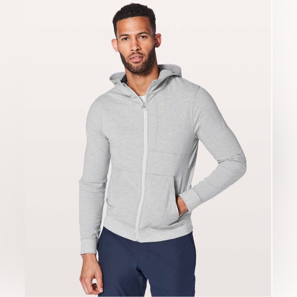 Lululemon City Sweat Zip Hoodie in Heathered Ultra Light Grey Size Large